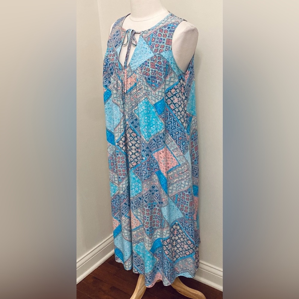 Gap Aqua Turquoise Orange Patchwork Sleeveless Fr… - image 5